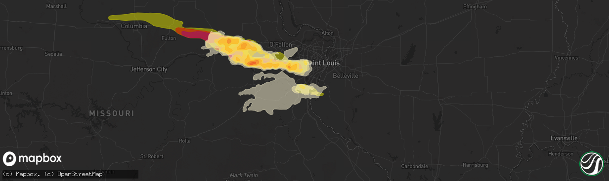 Hail map in Imperial, MO on April 7, 2015