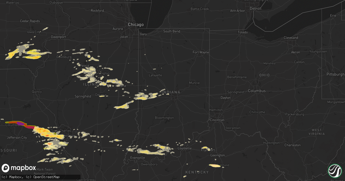 Hail map in Indiana on April 7, 2015