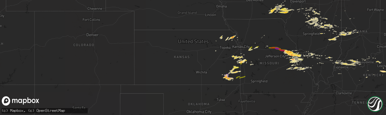 Hail map in Kansas on April 7, 2015