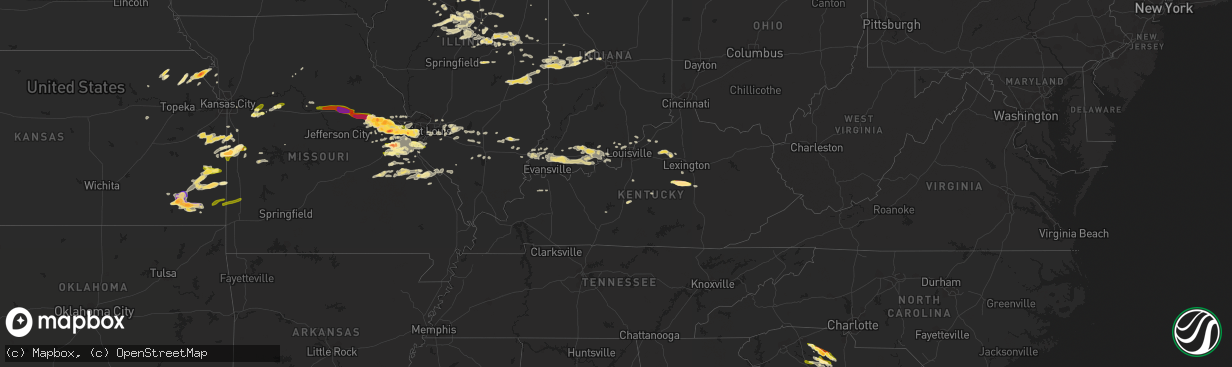 Hail map in Kentucky on April 7, 2015