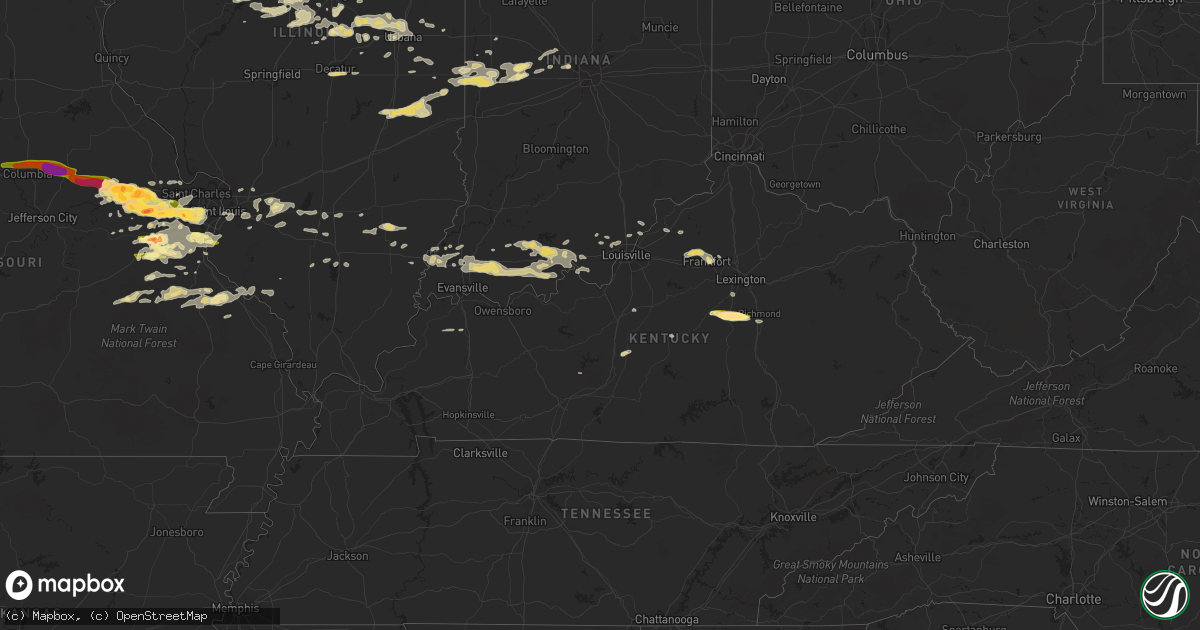 Hail map in Kentucky on April 7, 2015