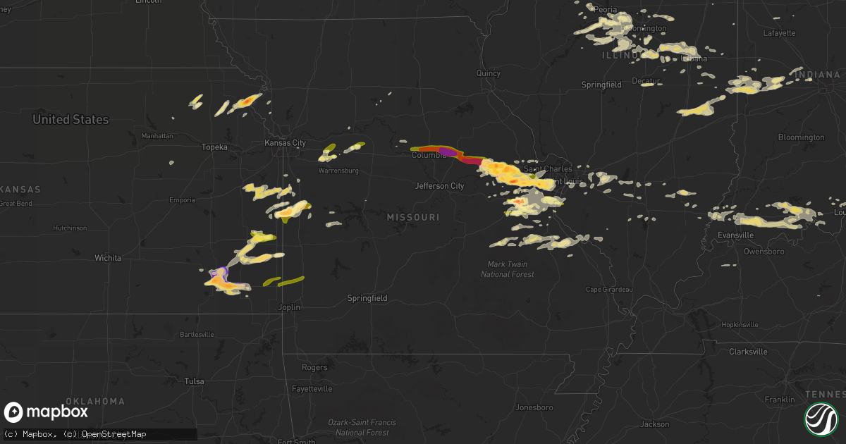 Hail map in Missouri on April 7, 2015