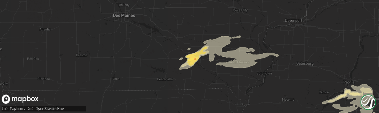 Hail map in Ottumwa, IA on April 7, 2015