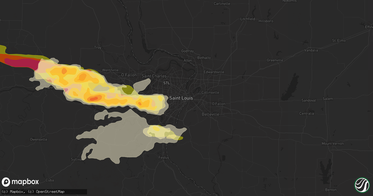 Hail map in Saint Louis, MO on April 7, 2015