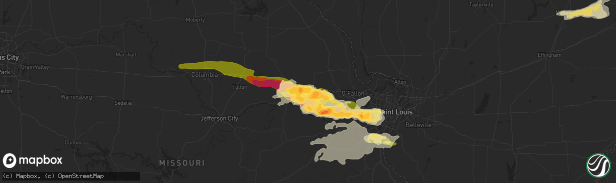 Hail map in Warrenton, MO on April 7, 2015