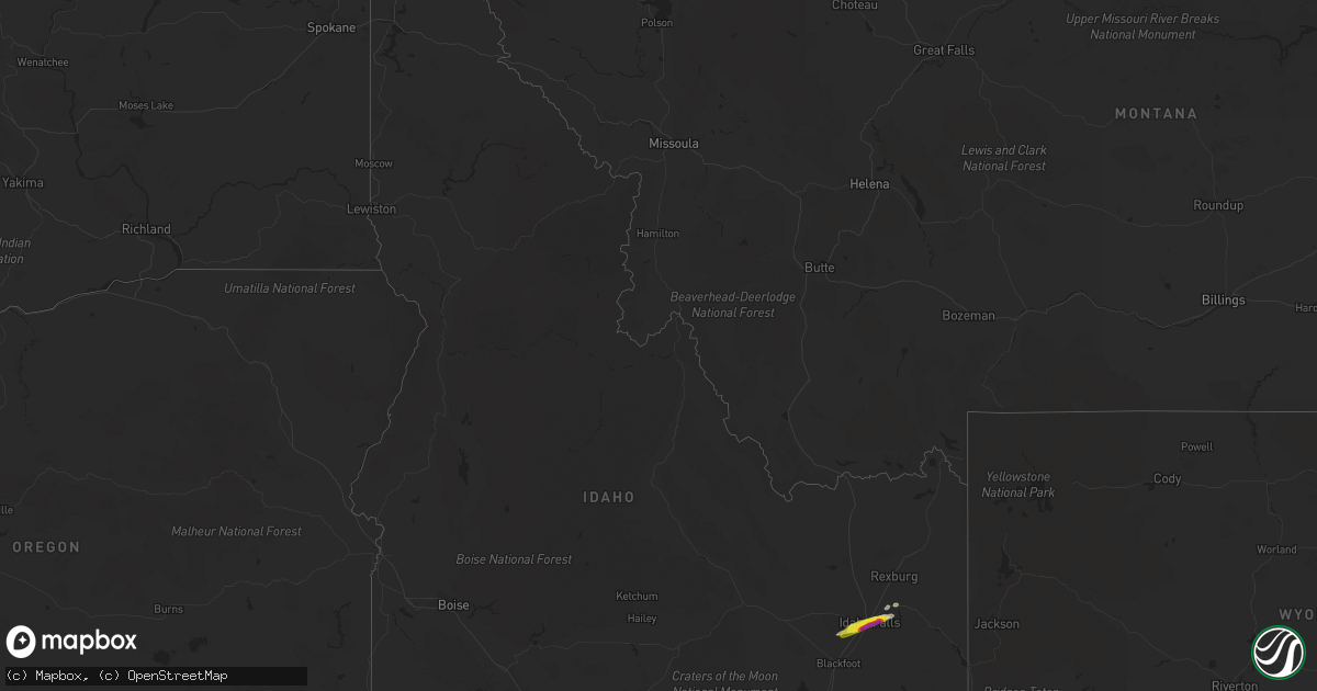 Hail map in Idaho on April 7, 2018