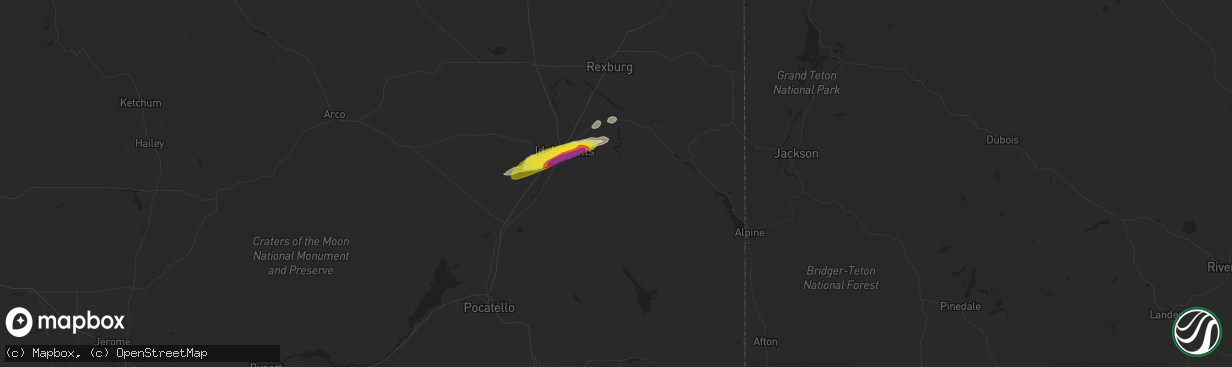 Hail map in Iona, ID on April 7, 2018