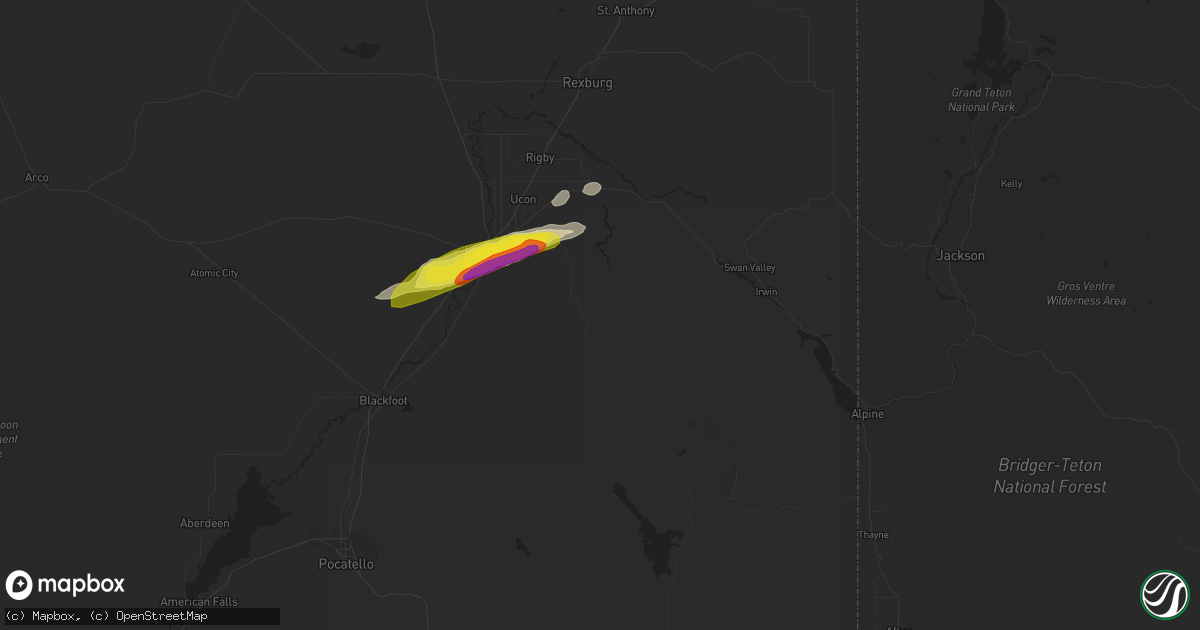 Hail map in Iona, ID on April 7, 2018
