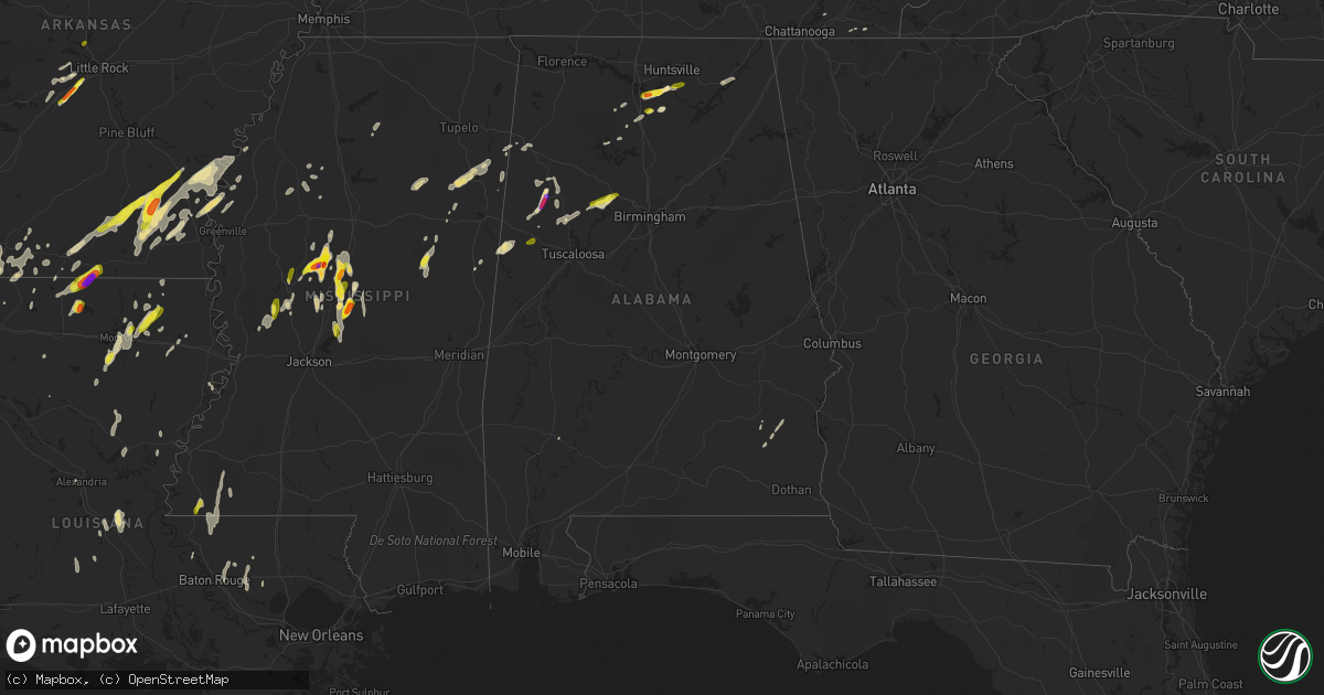 Hail map in Alabama on April 7, 2019