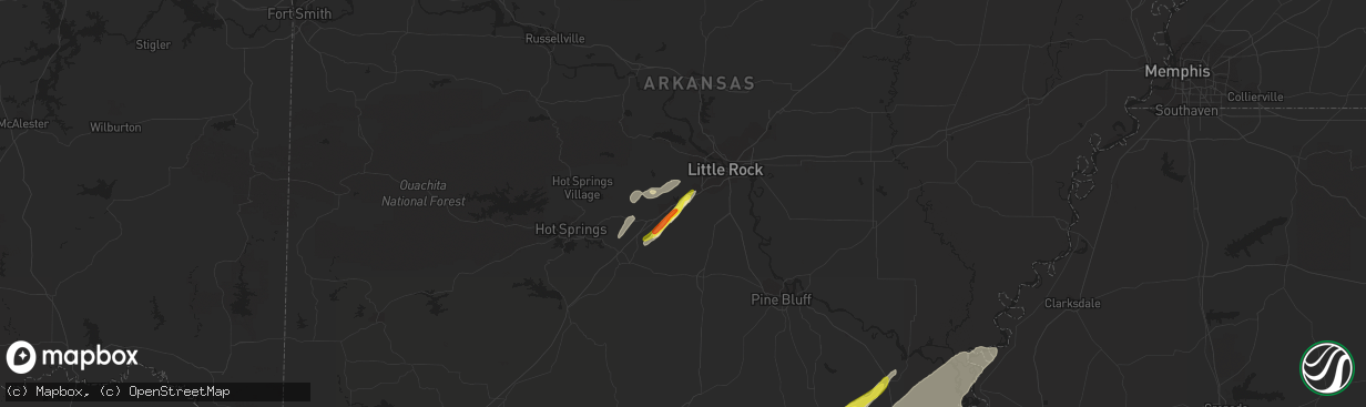 Hail map in Bryant, AR on April 7, 2019