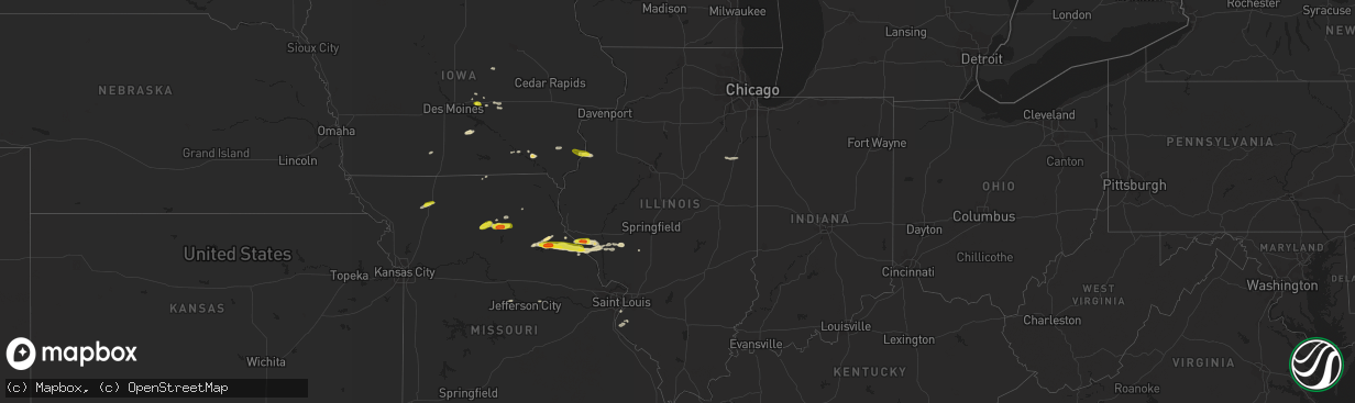 Hail map in Illinois on April 7, 2019