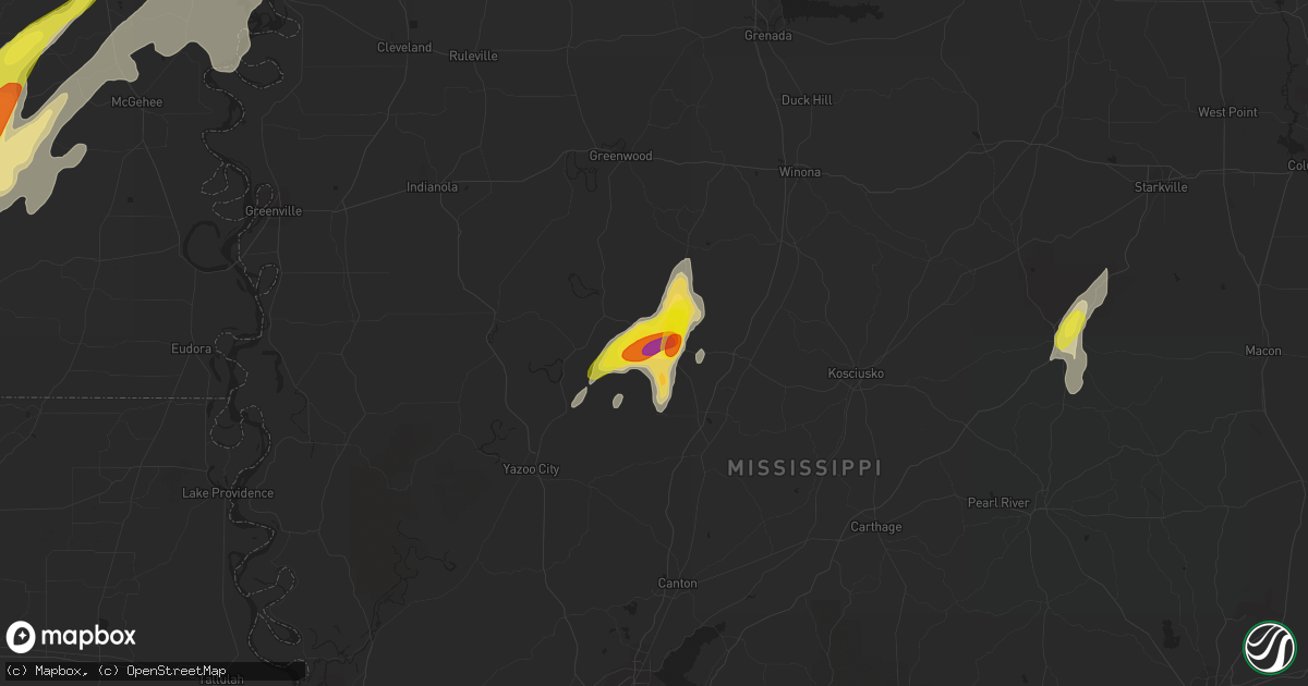 Hail map in Lexington, MS on April 7, 2019