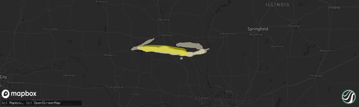 Hail map in Louisiana, MO on April 7, 2019