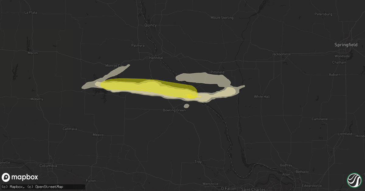 Hail map in Louisiana, MO on April 7, 2019