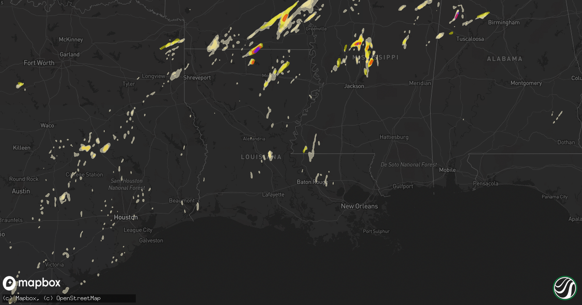 Hail map in Louisiana on April 7, 2019