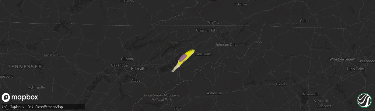 Hail map in Midway, TN on April 7, 2019