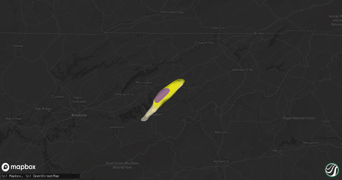 Hail map in Midway, TN on April 7, 2019
