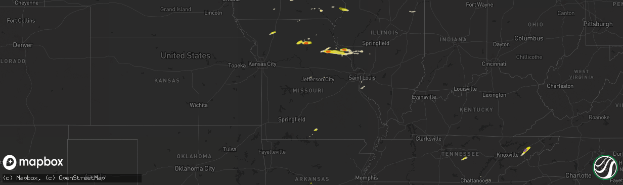 Hail map in Missouri on April 7, 2019