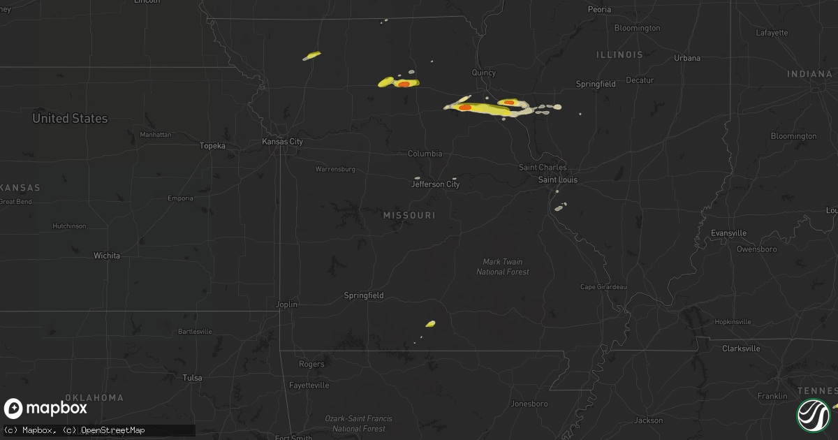Hail map in Missouri on April 7, 2019