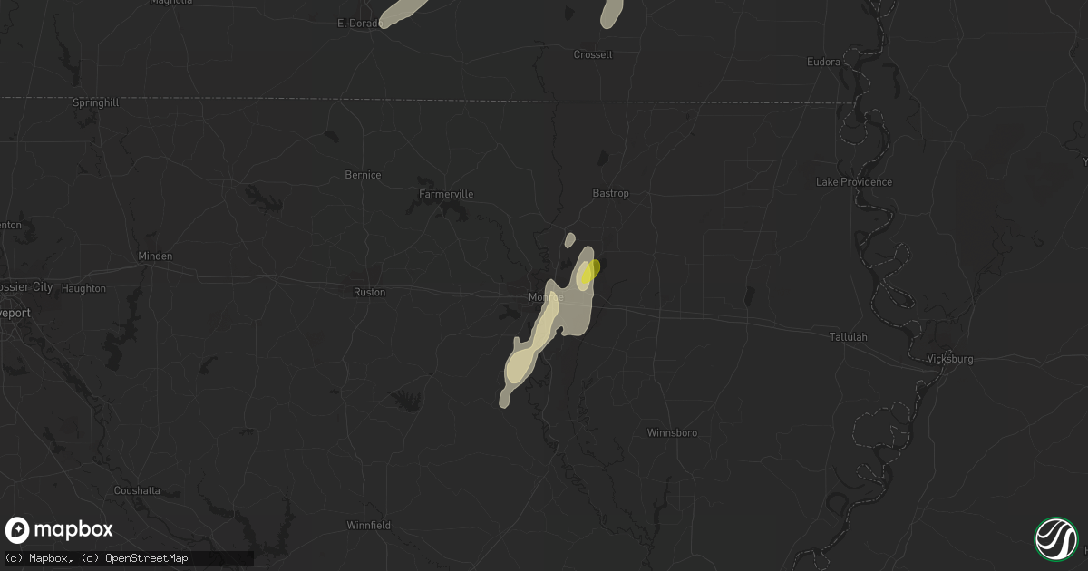Hail map in Monroe, LA on April 7, 2019