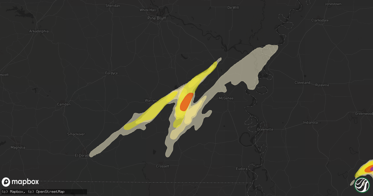 Hail map in Monticello, AR on April 7, 2019