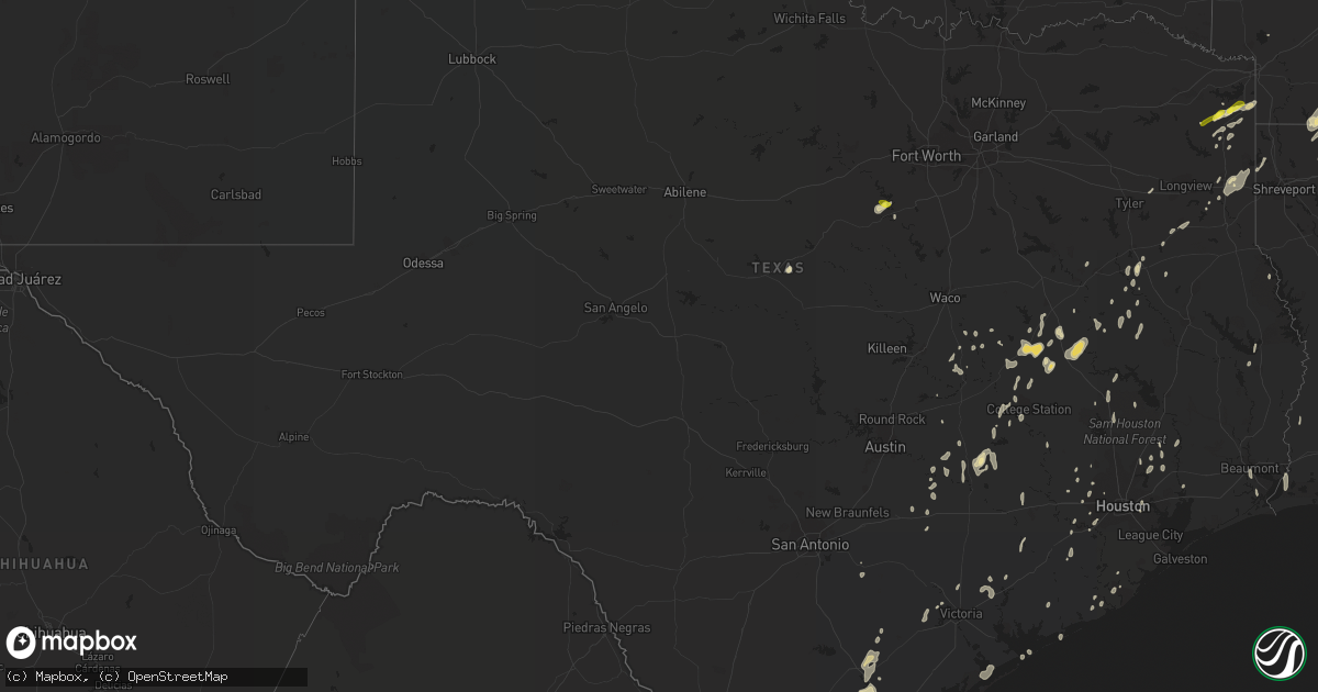 Hail map in Texas on April 7, 2019