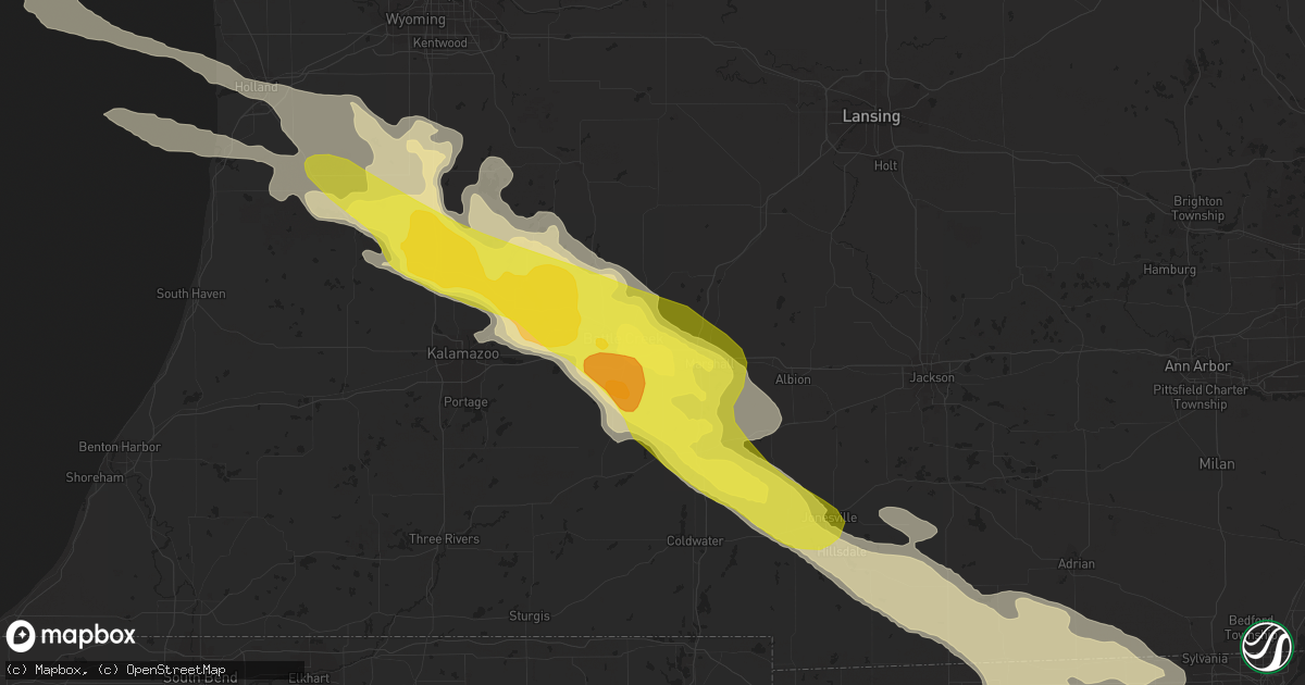 Hail map in Battle Creek, MI on April 7, 2020