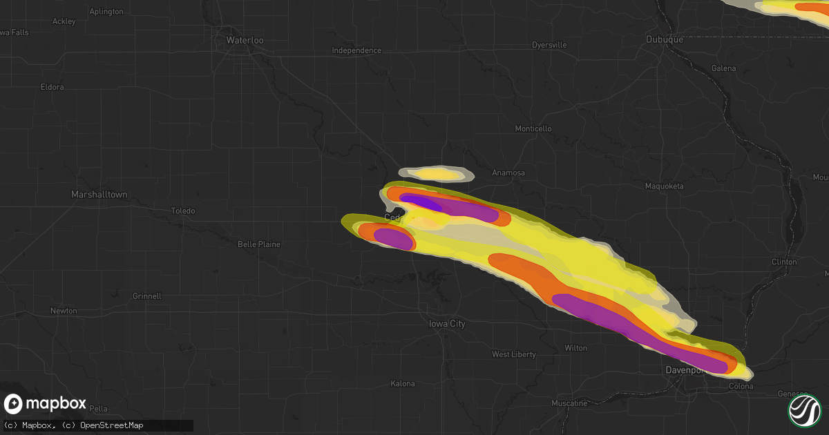 Hail map in Cedar Rapids, IA on April 7, 2020