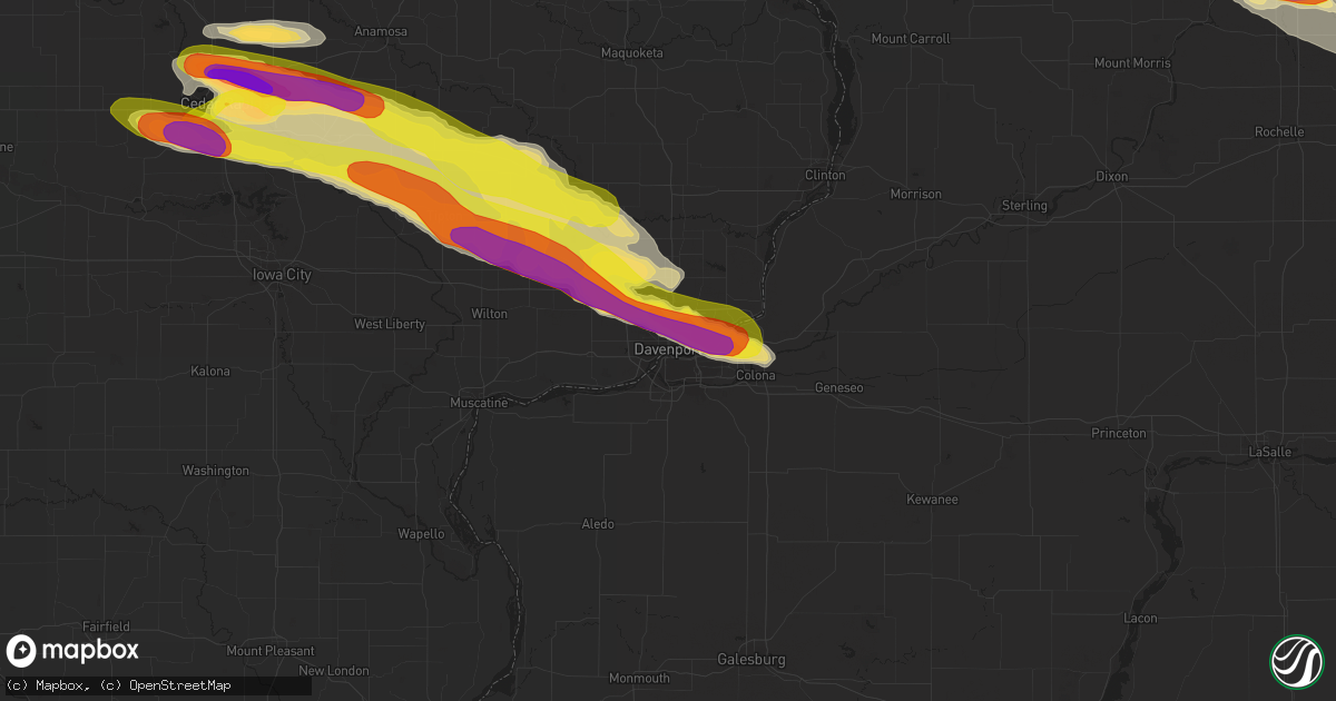 Hail map in Davenport, IA on April 7, 2020