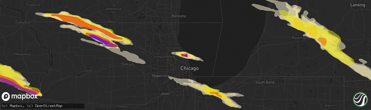 Hail map in Evanston, IL on April 7, 2020