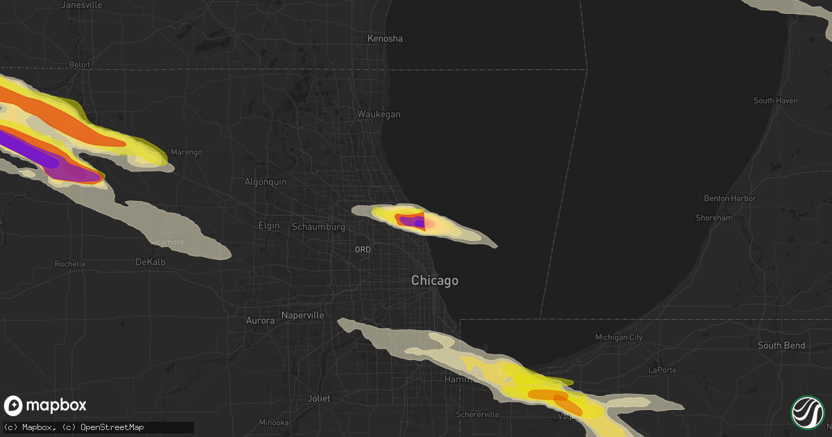 Hail map in Evanston, IL on April 7, 2020
