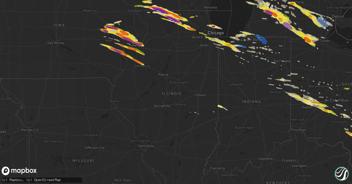 Hail map in Illinois on April 7, 2020