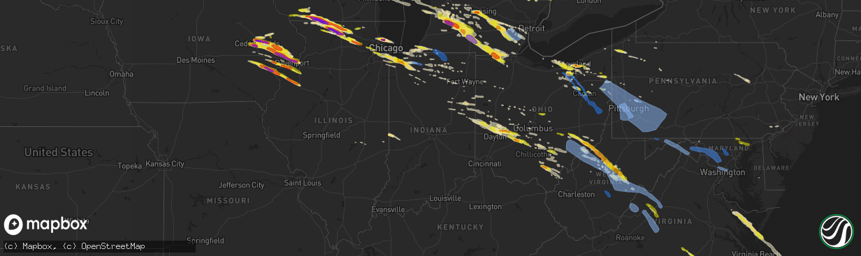 Hail map in Indiana on April 7, 2020