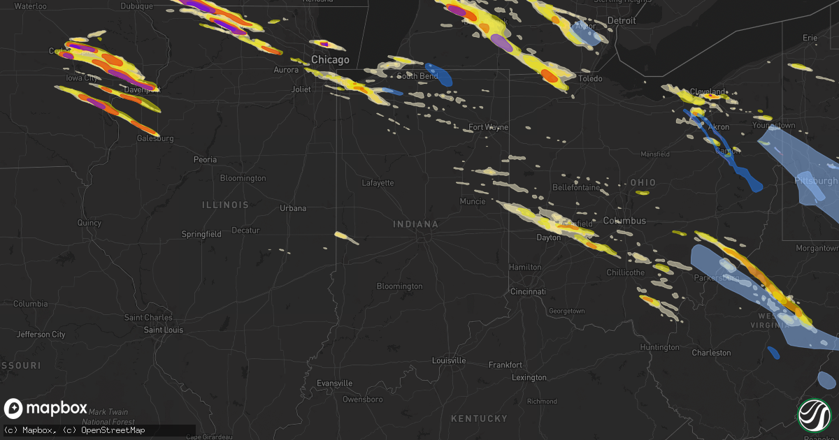 Hail map in Indiana on April 7, 2020