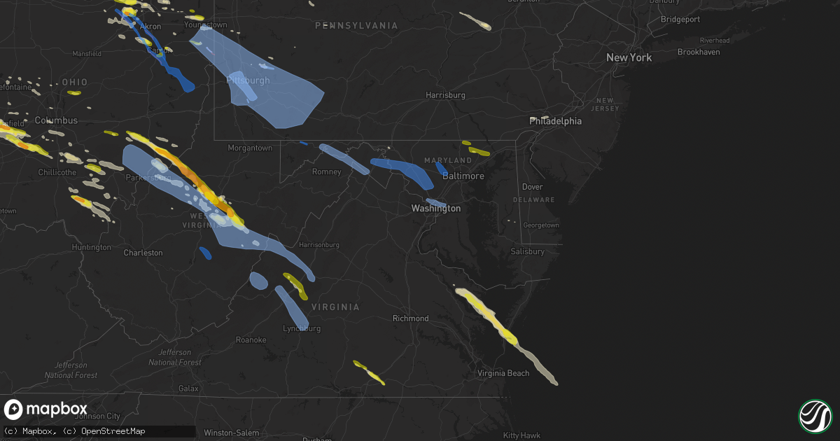Hail map in Maryland on April 7, 2020