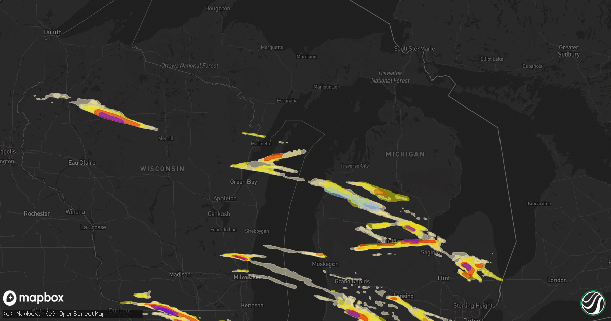 Hail map in Michigan on April 7, 2020