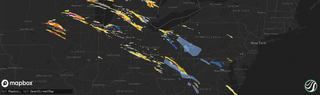 Hail map in Ohio on April 7, 2020