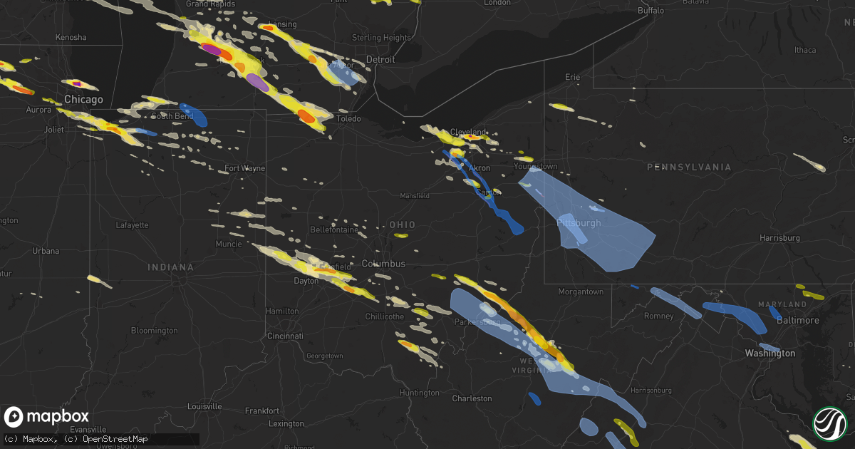 Hail map in Ohio on April 7, 2020