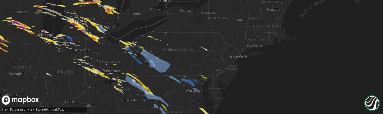 Hail map in Pennsylvania on April 7, 2020