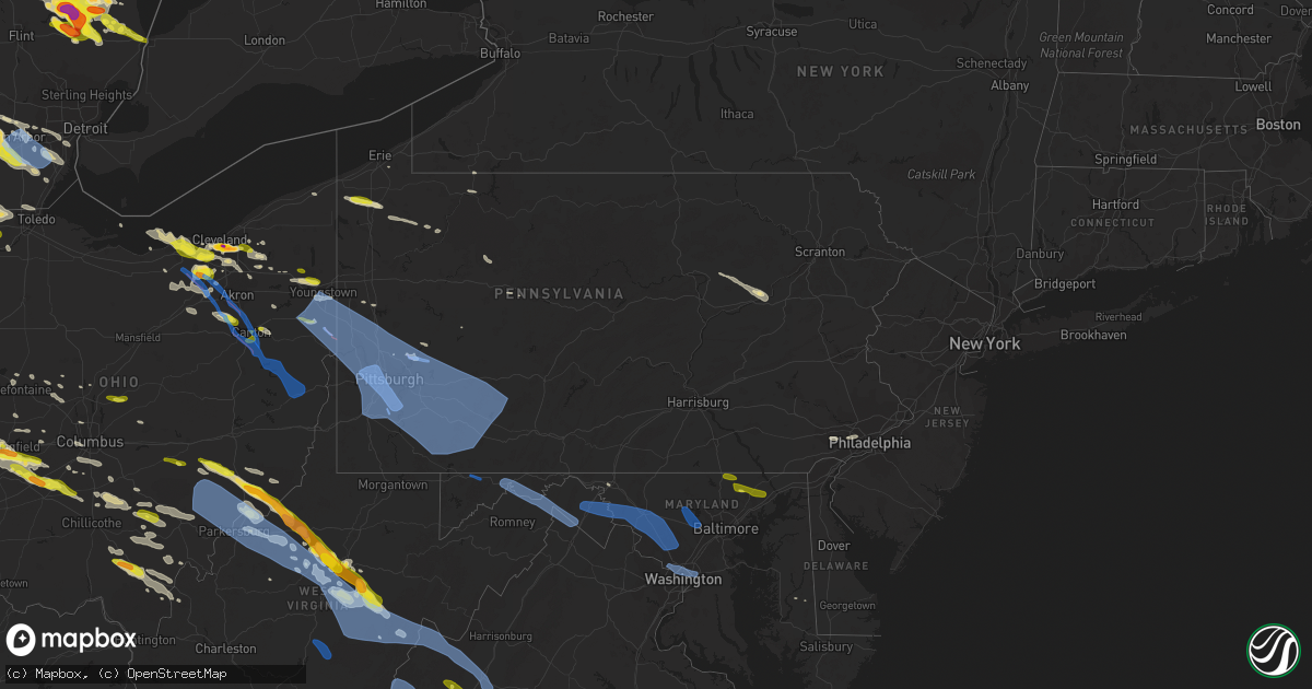 Hail map in Pennsylvania on April 7, 2020