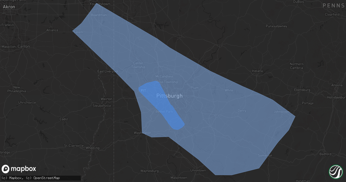 Hail map in Pittsburgh, PA on April 7, 2020
