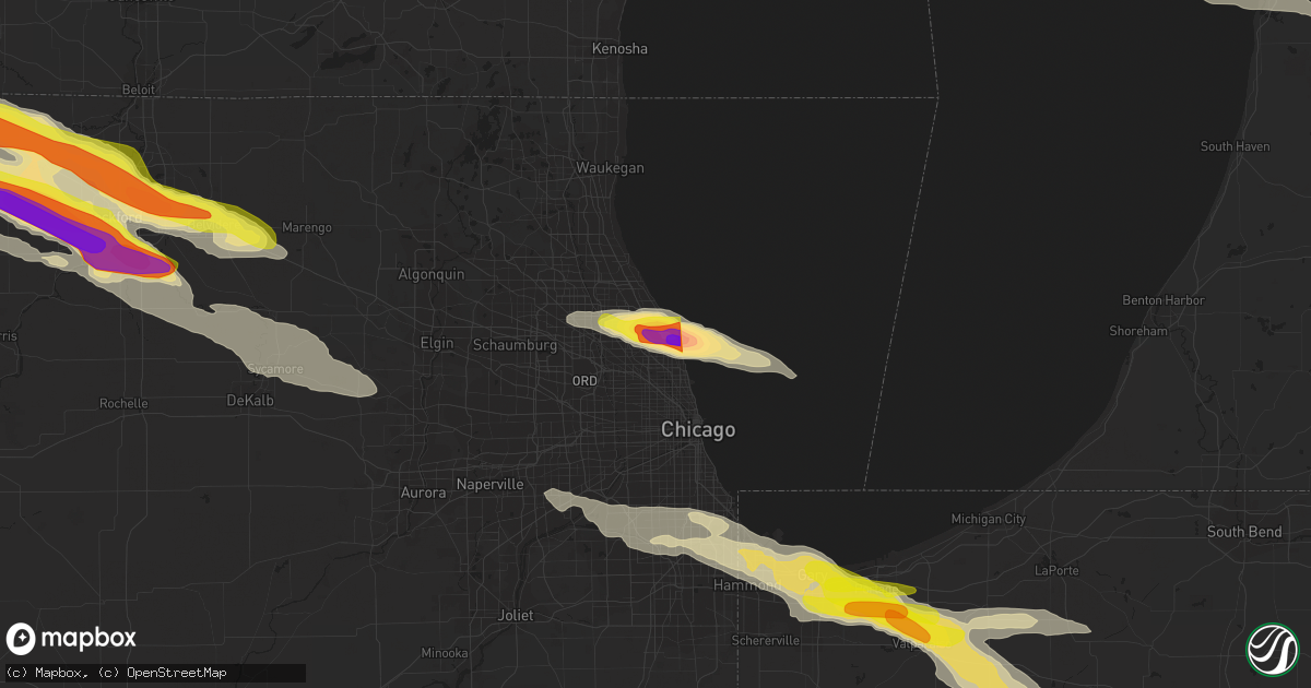 Hail map in Skokie, IL on April 7, 2020