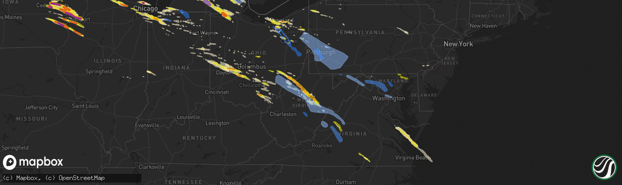Hail map in West Virginia on April 7, 2020
