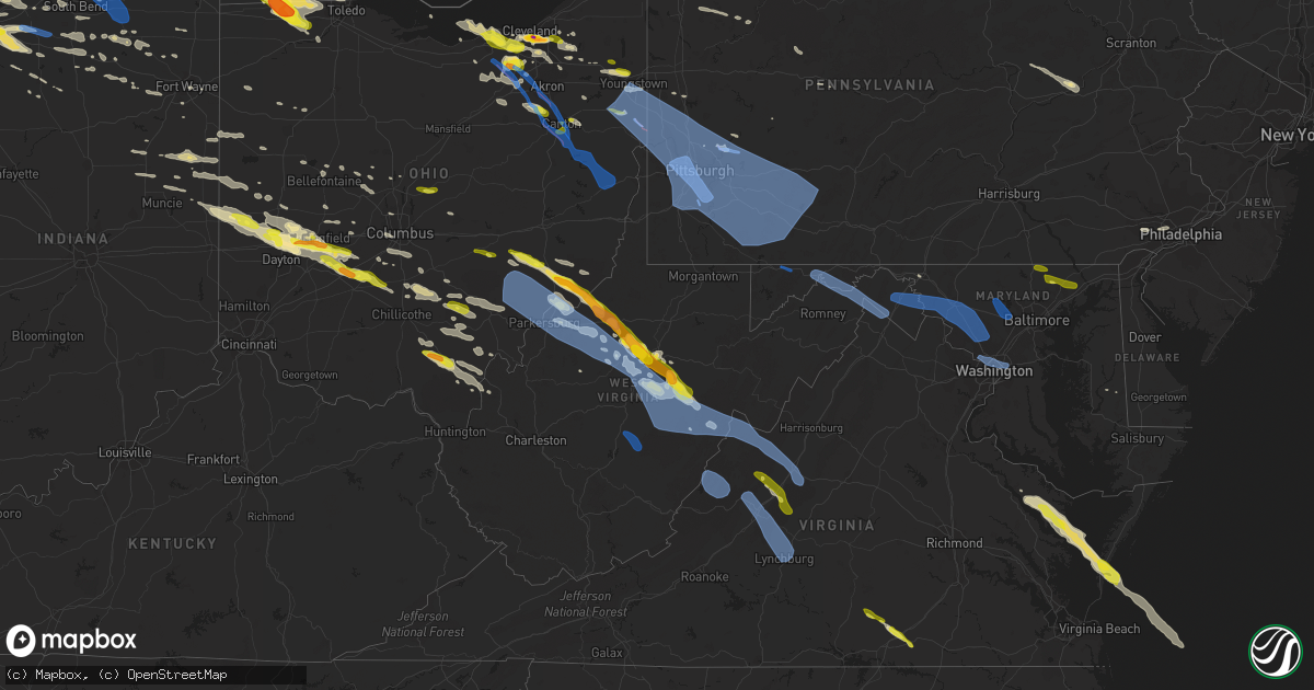 Hail map in West Virginia on April 7, 2020