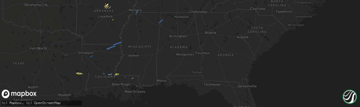 Hail map in Alabama on April 7, 2021