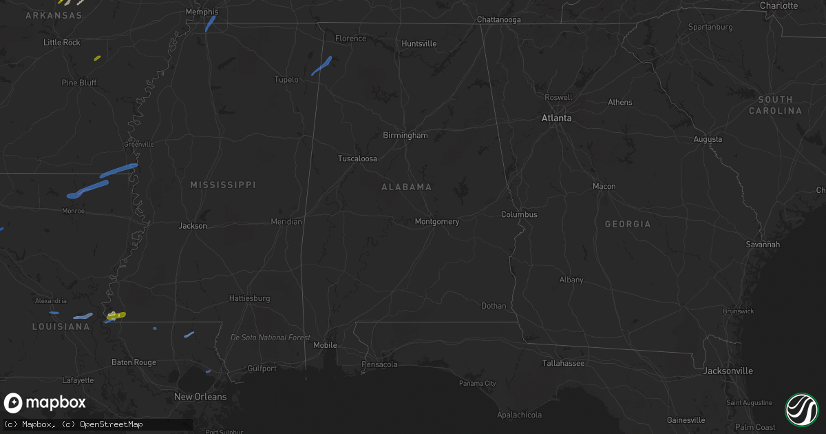 Hail map in Alabama on April 7, 2021