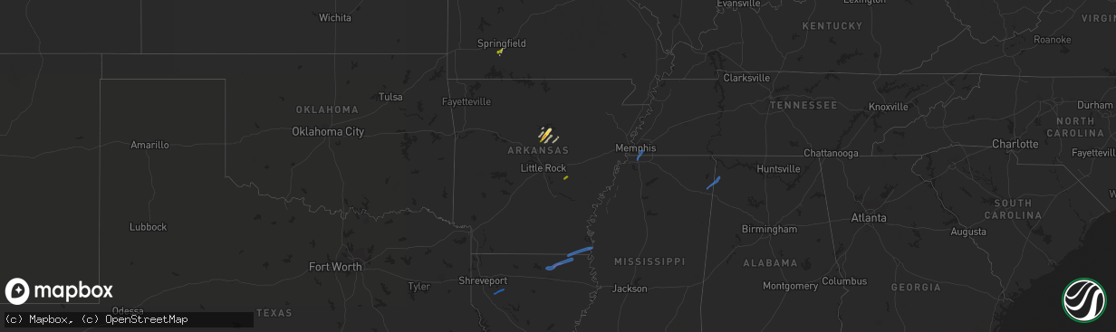 Hail map in Arkansas on April 7, 2021