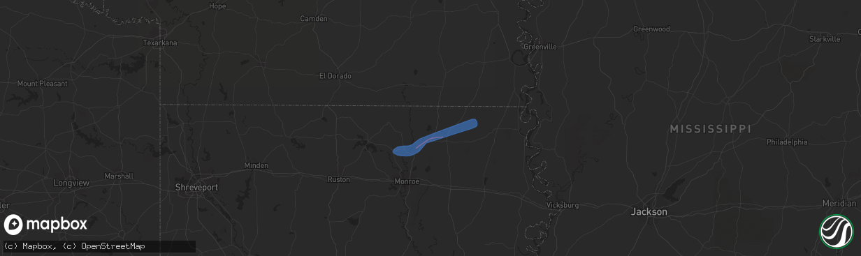 Hail map in Bastrop, LA on April 7, 2021