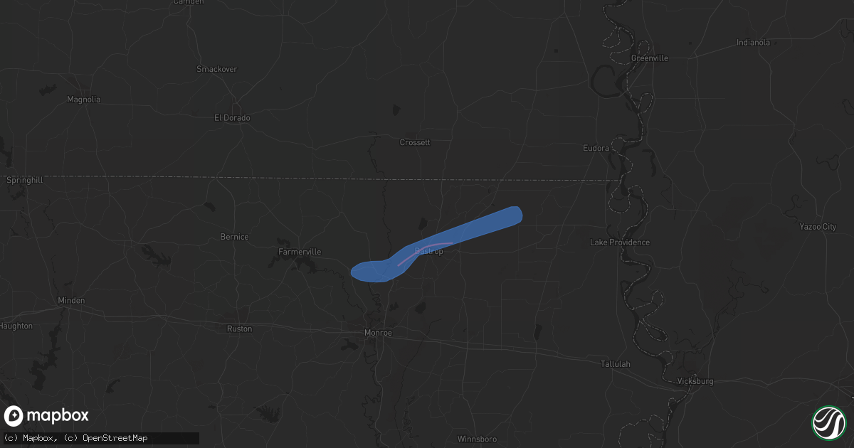 Hail map in Bastrop, LA on April 7, 2021
