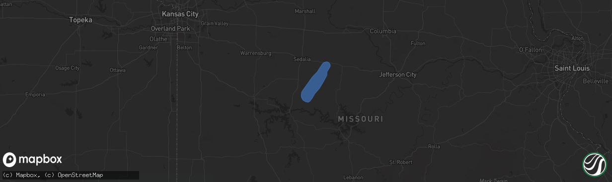 Hail map in Cole Camp, MO on April 7, 2021